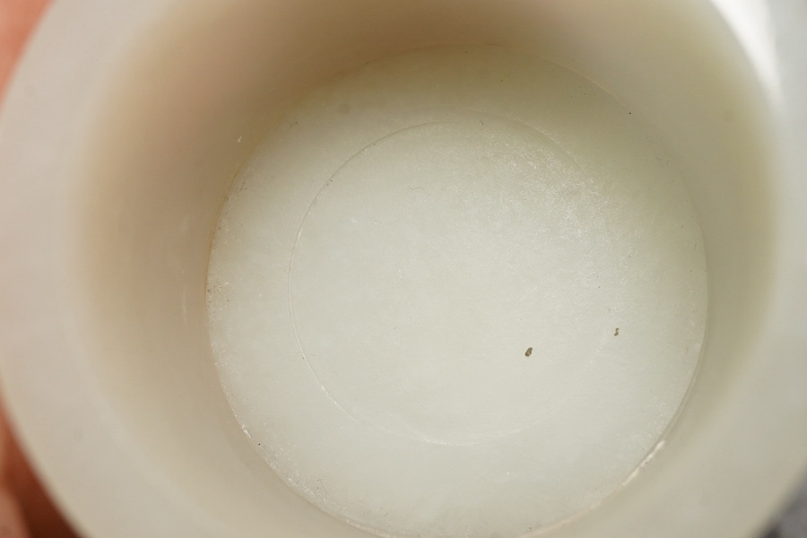 A Chinese white jade water pot, modelled as a bucket or tub, 19th century